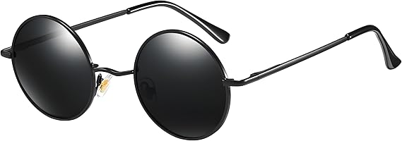 Retro Small Round Polarized Men Women Sunglasses, Vintage 60s 70s Lennon style Hippie Sun Glasses, UV400 Trendy Carnival Circle Shades