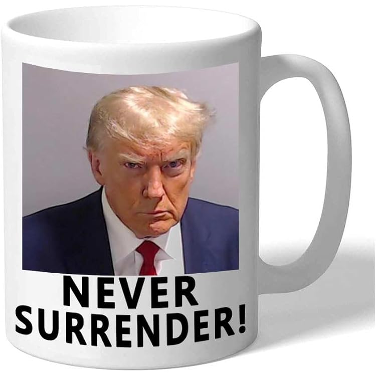 Lymhy Trump Mug Shot Mug Funny Donald Trump Police Mugshot Photo Never Surrender Not Guilty Free Trump Mug Funny Ceramic Cup Gift Coffee Cup Double-sided Design