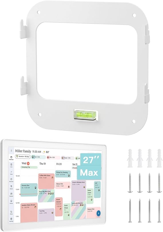 No-Stud, No-Drill Metal Wall Mount for Skylight Calendar Max 27", No-Drill Installation for Drywall, Matte White, Portrait/Landscape, Anti-Scratch Silicone Pads, Replacement Accessories for Skylight Calendar