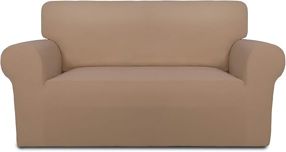 PureFit Stretch Loveseat Covers Fleece Couch Covers for Sofa Camel
