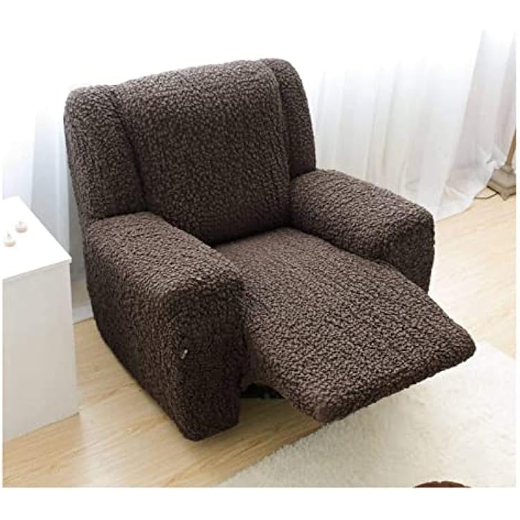 OOCCO Stretch Sofa Cover Recliner Chair Cover, 1 2 3 Seater Recliner slipcover Sofa Slipcover Soft Anti-Slip Armchair Covers Polyester Fabric Furniture Protector -Coffee-3 Seater 210  240
