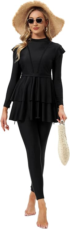 Women Modest Swimsuit Long Sleeve Burkini Full Cover Muslim Swimwear