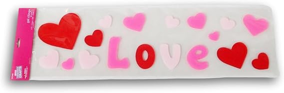 Valentine's Day Love and Hearts Window Gel Clings - 18 Pieces
