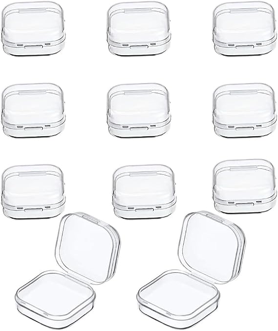 GBSTORE 10 Pcs Mini Clear Plastic Box 1.8 mm Thicken Square Jewelry Earplug Pill Storage Box Case Container with Lid for Bead Makeup Craft Project
