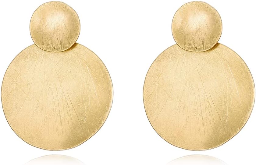 Matte Gold Silver Geometry Clip On Earrings for Women Retro Drop Clip Earrings for Women