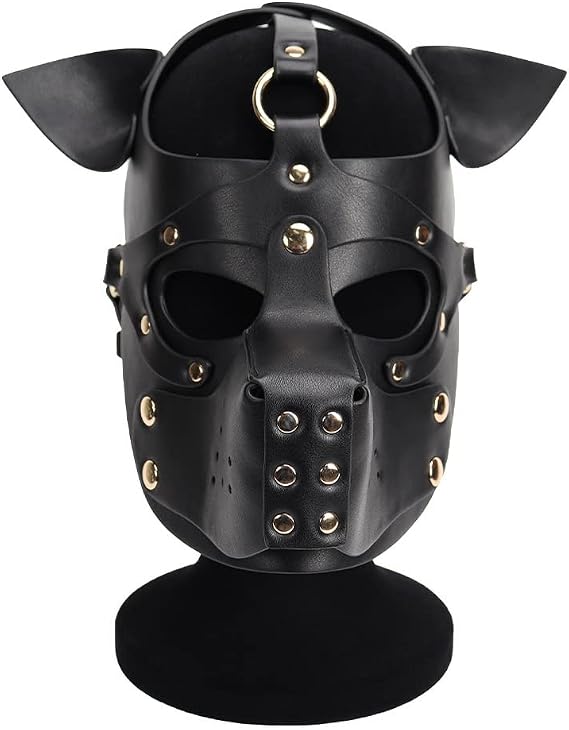 Neoprene Puppy Face Muzzle Dog Removable Full Face Pup Hood Mask Dog Hood Mask Face Head Mask Removable Mouth Cover (Black)