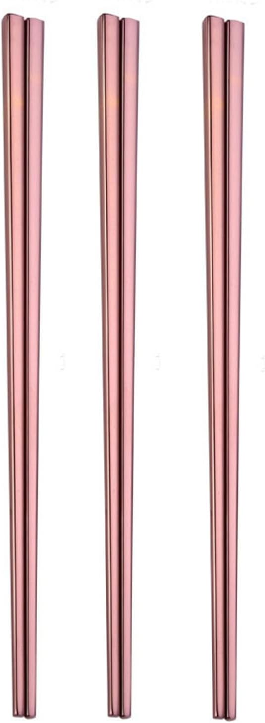 Stainless Steel Chopsticks,Reusable ,Dishwasher Safe , Easy to Use(3 PCS,Rose gold)
