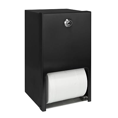 Matte Black 2 Roll Stainless Steel Commercial Toilet Paper Dispenser, Heavy Duty Wall Mount Tissue Holder with Lock for RestroomBathroom