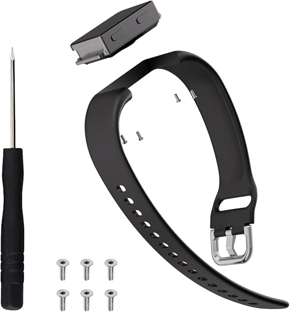 FITVII Silicone Watch Band, Compatible with Looki-mini Fitness Tracker with 1.01" Screen, Soft Adjustable Replacement Strap for Looki-mini Smart Bracelet, Black