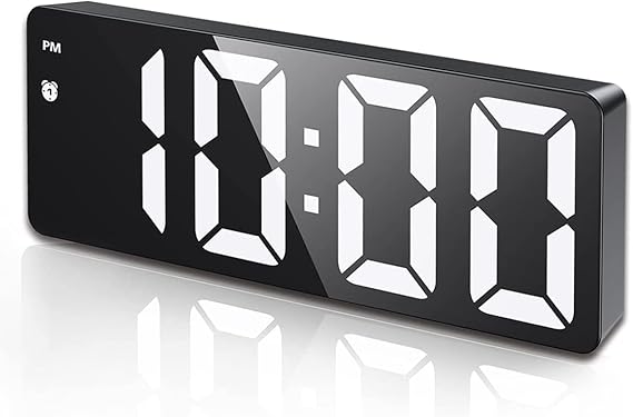 AMIR Digital Alarm Clock, LED Clock for Bedroom, Electronic Desk Clock with Type-C Port Adjustable Brightness DST Snooze 12/24H Display for Home Office