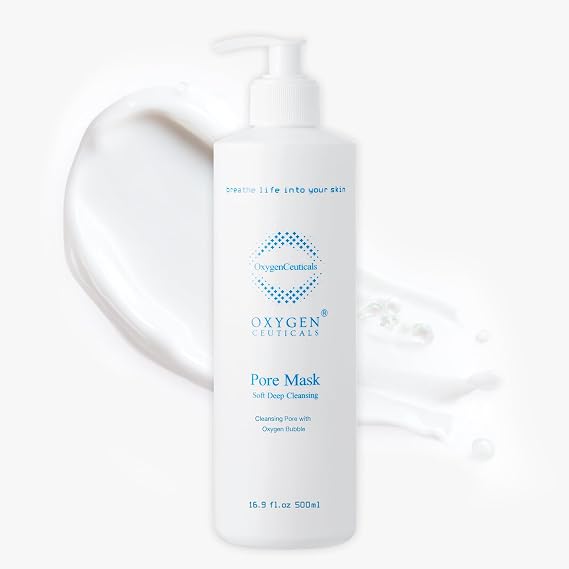 OxygenCeuticals Pore Mask Deep Cleansing Foaming Face Wash with Stearic Acid, Lavender Oil & Portulaca Extract, Helps Remove Impurities & Oil for Healthy-Looking Skin. 16.9 fl.oz (500ml)