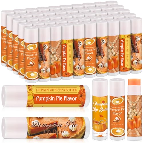 15 Pcs Thanksgiving Pumpkin Pie Scented Lip Balms Bulk Thanksgiving Party Favors Fall Party Gifts Autumn Lip Balms Fall Goodie Bag Basket Stuffers Favors for Women Employee Classic Style