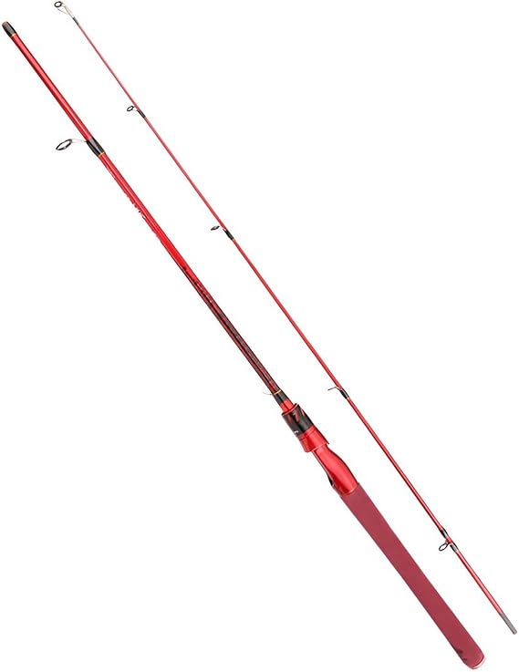Carbon Fiber Fishing Rod, 2-Piece Red Ultralight Rod with EVA Handle & Ceramic Guides for Freshwater & Saltwater Casting or Spinning (Reel Not Included)