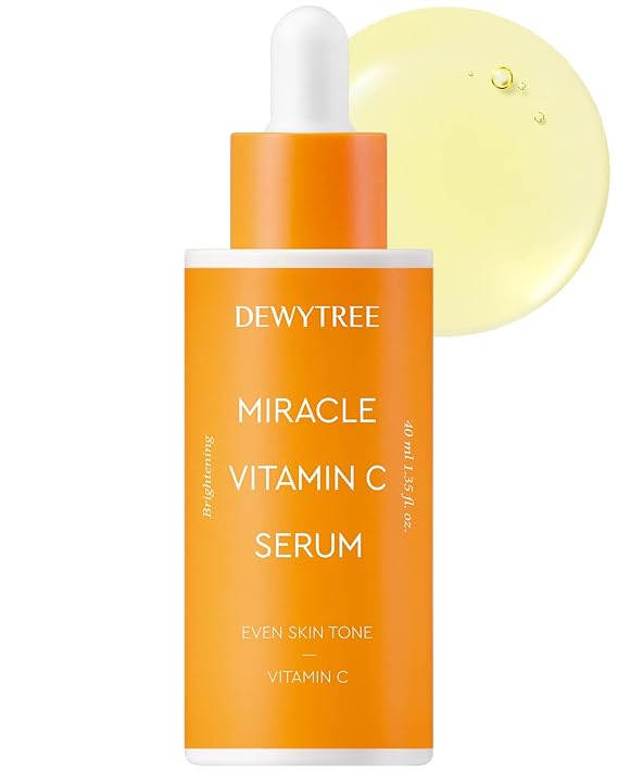 DEWYTREE Miracle Vitamin C Serum for Dry Skin | Dark Spot Corrector Daily Face Serum for Glowing Skin Fine Lines and Wrinkles Serum Pore Minimizer Regenerating Serum Vitamin C for Face (1.35 fl oz)