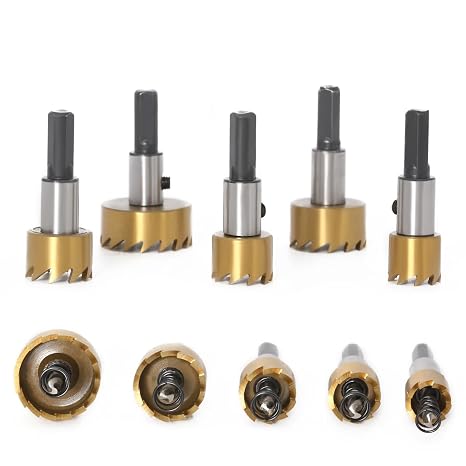 HSS Step Drill Bit 5 Piece Set 16-30mm Titanium Coated High Speed Steel Metal Hole Cutter for Stainless Steel Aluminium Wood Plastic