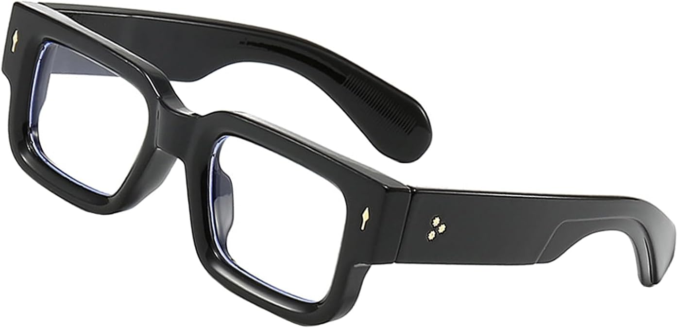 Thick Square Frame Glasses for Women Men Chunky Rectangle Non Prescription Blue Light Glasses Computer Eyeglasses