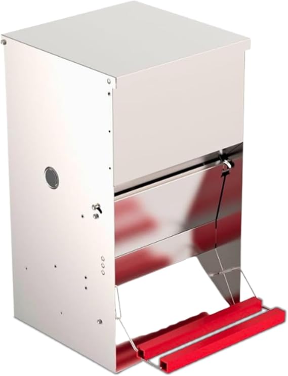 My Favorite Chicken 40lb Automatic Metal Poultry Treadle Feeder Rust-Resistant Chicken Feeder, Self-Adjusting, Eco-Friendly Chicken Coop Essentials