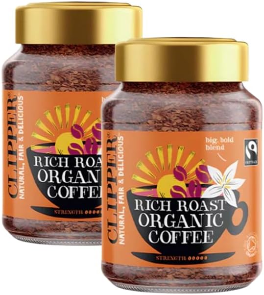 Clipper Coffee Jars Fairtrade | Ethically Sourced Coffee Portions | 2 x 100 Arabica | Rich Roast Clipper