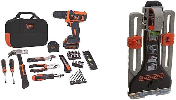 BLACK+DECKER 12V MAX Drill/Home Tool Kit with MarkIT Picture Hanging Tool Kit (BDCDD12PK & BDMKIT101C)