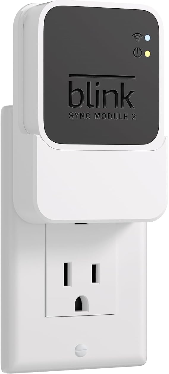 Outlet Wall Mount for Blink Sync Module 2 with Built-in Charger & Power Adapter, 2-in-1 Space-Saving Bracket, No Drill Plug-in Holder for Blink Outdoor Indoor Home Security Camera System