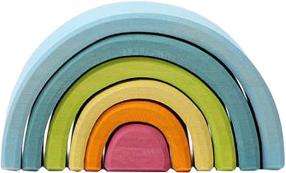 Grimm's GRIMM'S Toys Educational Toys Building Blocks Interior Pretend Play Rainbow Height 2.17 x Width 4.13 x Depth 1.57 inches 5.5 x 10.5 x 4 cm Rainbow Tunnel Pastel Small