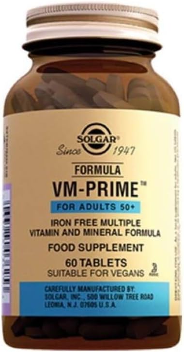 Solgar Formula VM-Prime 50+ Yaş Üstü, 60 Tablet, Demir İçermeyen Vitamin ve Mineral Kompleksi