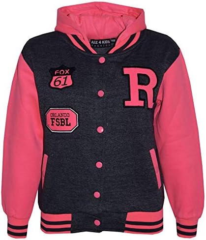 B.B R Fashion NYCFOX Jacket Varsity Baseball Style Coat Long Sleeves New Casual Fashion Girls Boys Age 2-13 Years