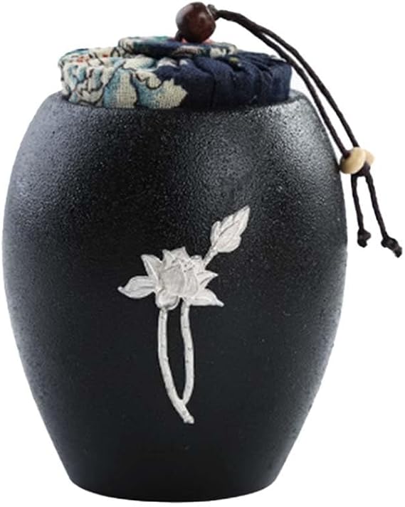 Maya Star Kitchen Sealed Lids Ceramics Tea Canisters Elegant Tea Caddy Food Jars Tea Tins(Black)