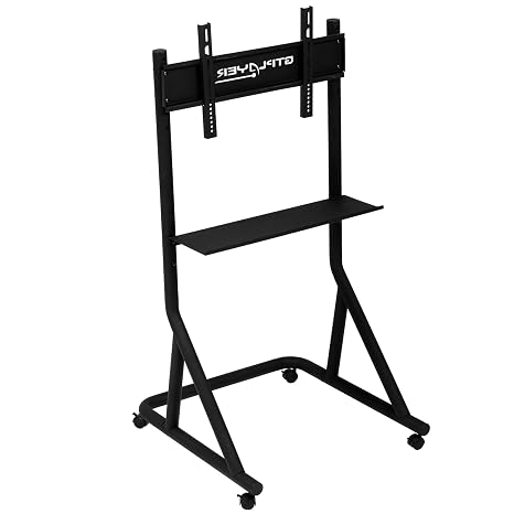 GTPLAYER Monitor Stand Mobile TV Stand with Adjustable Height for 32-65 Inch Display TV Mount Fit for Racing Wheel Stand, Racing Simulator Cockpit, Only Monitor Stand, TV Not Included, Black