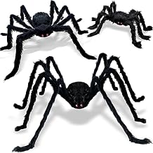 ZMCINER Large Halloween Spiders for Outside, Big Spider Halloween Decorations Realistic Scary Hairy Spiders Halloween Decorations Outdoor (59", 49", 35")