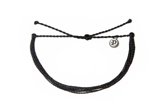 Pura Vida Solid Black Bracelet - Iron-Coated Copper Charm, Adjustable Band - 100% Waterproof
