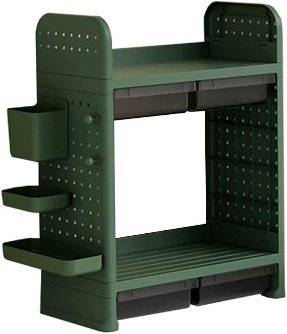 Desktop Bookshelf Storage Rack, 2/3 Tier Desktop Organizer with Pen Holder and Drawer,Multipurpose Countertop Storage Organizer Display Rack for Office Home,A,2 Tier