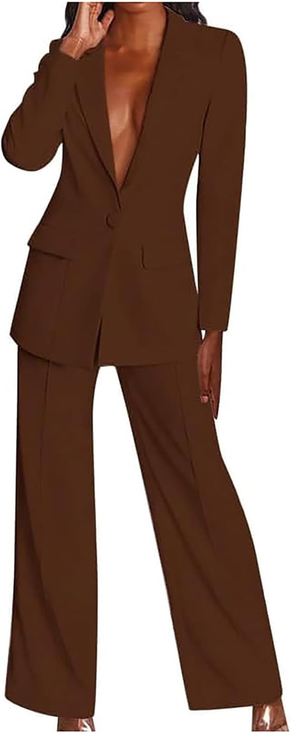 Blazer Sets Women 2 Piece Outfits Dressy Casual Two Piece Pants Set Fashion Business Casual Clothing for Work Suit Set
