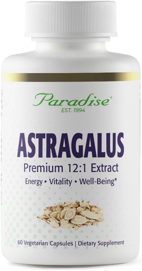 Paradise Herbs & Essentials Astragalus Extract Vegetarian 60 Capsules | Herbal dietary supplement with non-GMO, gluten free formula for daily digestive comfort support and immune support.