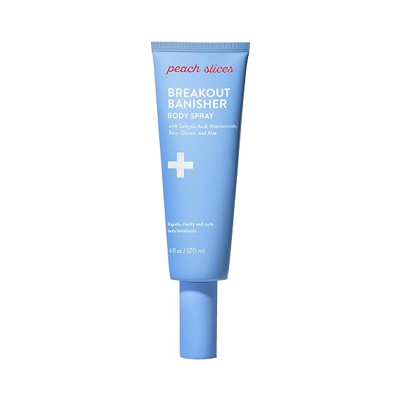Peach Slices - Breakout Banisher Body Spray (4 oz) - 1% Salicylic Acid, Glycolic Acid - Clear & Prevent Body Breakouts - Niacinamide, Beta-Glucon, Aloe - Vegan, Cruelty Free, Korean Skin Care & Beauty