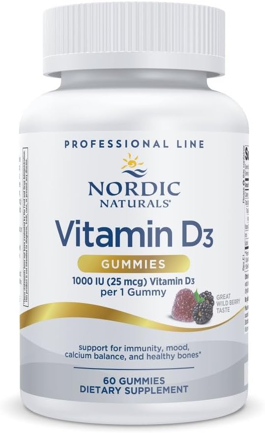 Nordic Naturals Pro Vitamin D3 Gummies, Wild Berry - 60 Gummies - 1000 IU Vitamin D3 - Great Taste - Healthy Bones, Mood & Immune System Function - Non-GMO - 60 Servings