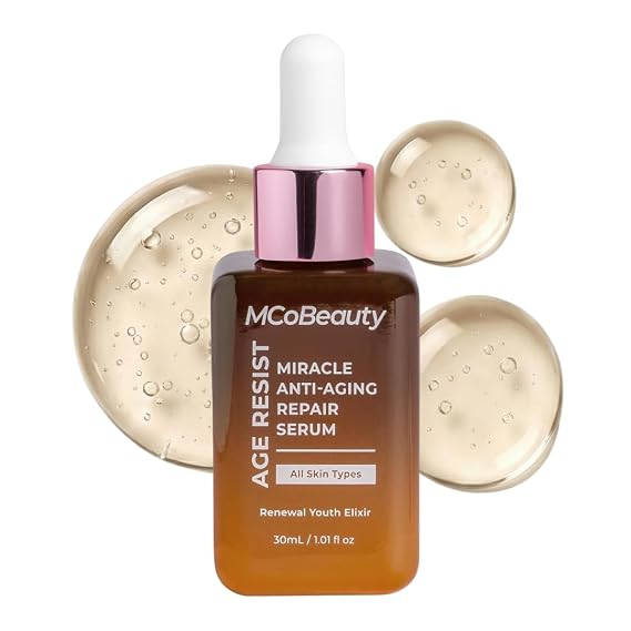 MCoBeauty Miracle Anti-Aging Repair Serum, Nighttime Renewal Formula | Hyaluronic Acid, Arginine & Antioxidants for Radiant, Youthful Skin, Face Skin Care, Vegan & Cruelty Free