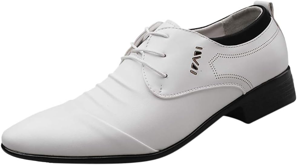 Shoes Suit Shoe Casual Shoes Male Wedding Lace Leather Men Comfortable Business Men's Leather Shoes Fashion Shoes (White, 42)