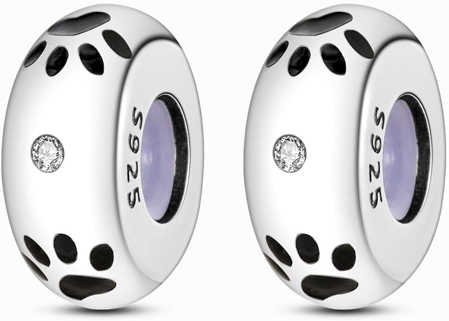 MULA Stoppers Beads Silver Charms for Bracelets & Necklaces Rondelle Spacer | 925 Sterling Silver Charm Beads with Clear Rubber inside for Major European Snake Chain Jewelry for Women