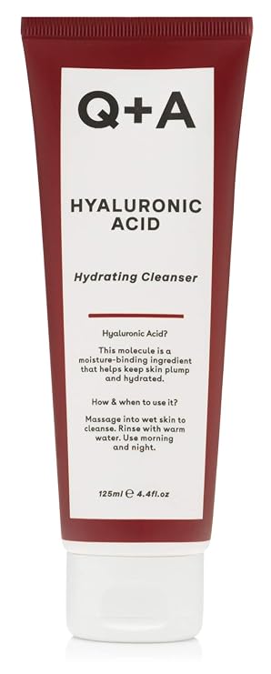 Q+A Hyaluronic Acid Hydrating Cleanser (125ml), Gentle Foaming Cleanser, Face Wash with Aloe Vera and Coco Betaine, Hydrating and Non-Drying, Fragrance Free Skincare