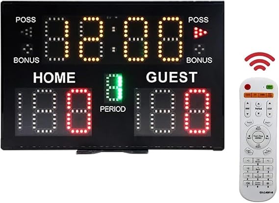 Scoreboards & Timers Electronic Scoreboard, Basketball Digital Scoreboard, Wall Mounted Professional Score Clock with 75dB Buzzer, Countdown Timer and Game Score, Battery Powered
