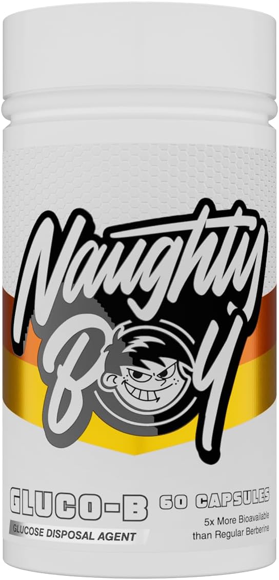 Naughty Boy Gluco-B, Trademarked Dihydroberberine Capsules, with Bioperine for Enhanced Absorption & Bioavailability. Clinically Studied, High Strength, Maximum Benefits, 60 Servings