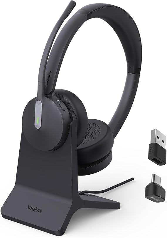 Yealink BH70 with Stand, Wireless Teams Headset with AI Mic Flip-to-Mute