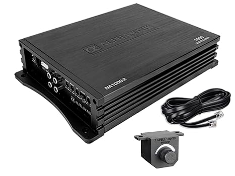Alphasonik NA1000.2 Neuron Series 1000 Watts Max 2-Channel Car Amp with 4-Way Protection Circuitry Multi-Channel Bridgeable Class A/B Amplifier Low & High Level Inputs (Remote Bass Knob Included)