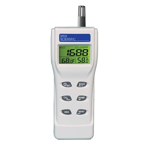 Sper Scientific Indoor Air Quality Meter 800046 - CO2, Humidity, Temperature, Wet Bulb and Dew Point Monitor with NDIR Technology for Offices, Classrooms, HVAC & More