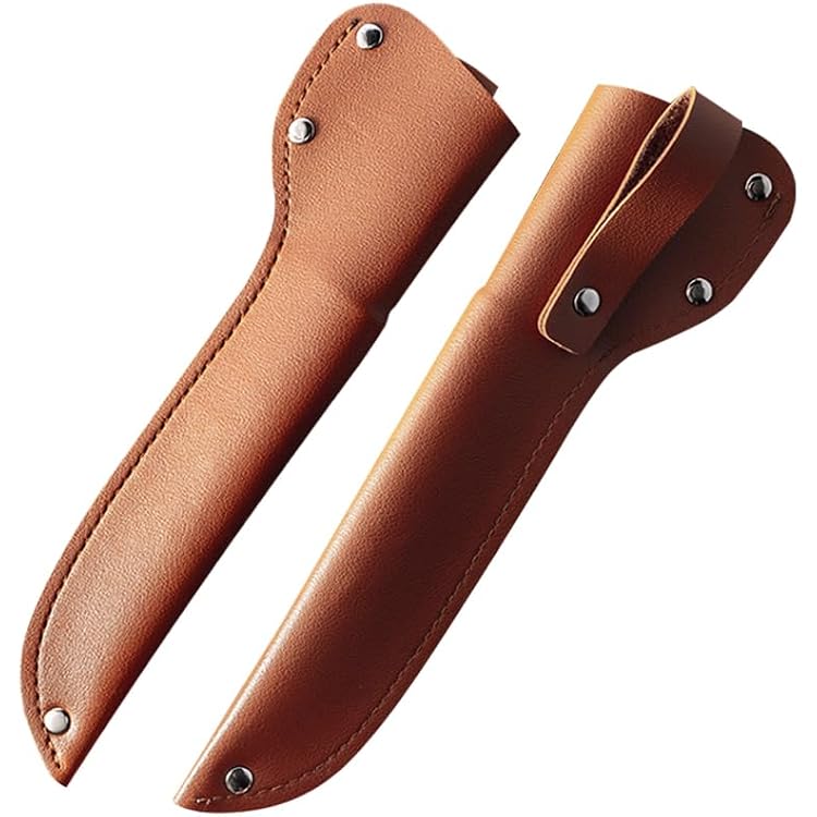 2pcs Leather Fish Filleting Knives Blade Guards Protector Butcher Chef Cutter Holders Cases with Belt Loop for Kitchen Cutlery Accessories Light Brown