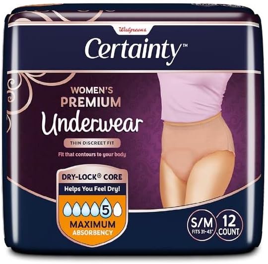 Walgreens Certainty Women's Premium Underwear Small/Medium 12.0ea