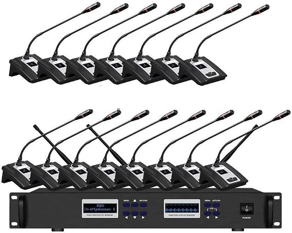 Conference Microphone Wireless DDS6800 15 Digital Discussion Kit with 15 Microphones with 1 Chairman Mic 14 Delegate Mics, Discussion Units for up to 250 participants