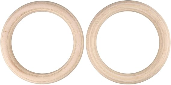 Solid Birch Wood Gymnastics Rings, Professional Pull Up Rings For Home Gym Fitness, Non-Slip Sweat-Absorbent Hanging Straps With Adjustable Buckles For Strength Training(25mm 19cm)