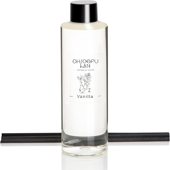 Vanilla Scented Oil Reed Diffuser Refill 200ml/6.76 fl oz Natural Fragrances Oil - Best for Aromatherapy, SPA and Home, 0% Alcohol, Unique Blend to Promote Calming & Relieve Stress
